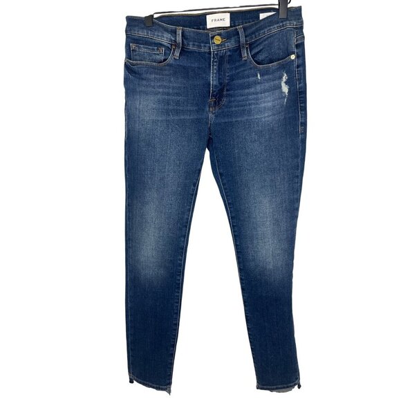 Frame Le Garcon Jeans Staggered Hem Mid Rise Skinny Jean Size 27 - Picture 3 of 9